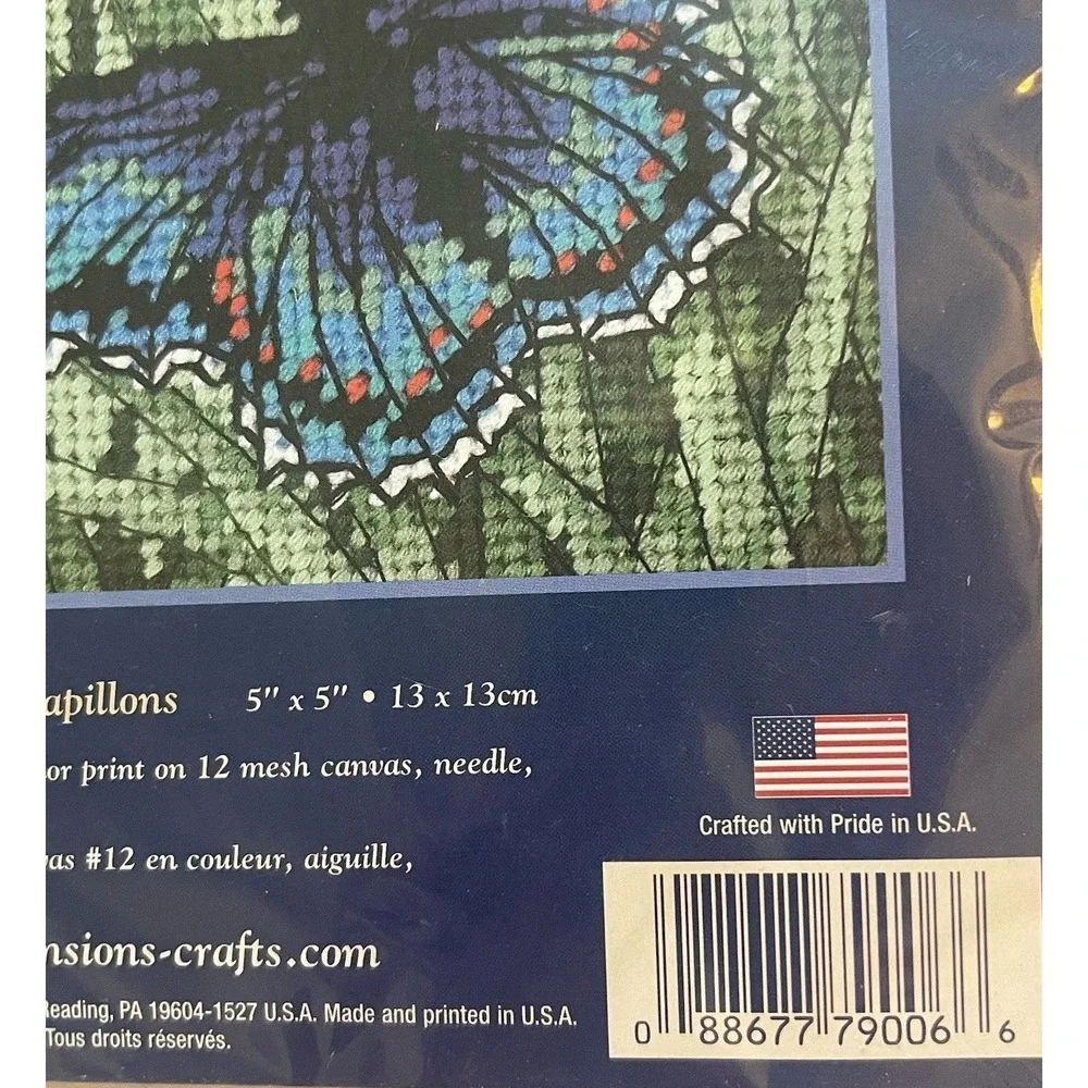 Vintage‎ Dimensions Creative Accents Needlepoint Kit Blue Butterflies Unopened@
